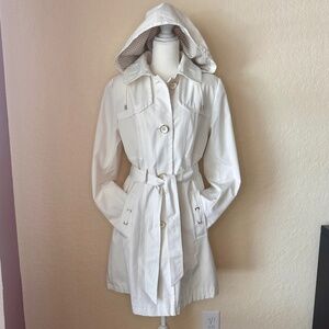 G Gallery New York, Trench/ Rain Coat, Off-White/ Cream, Size M